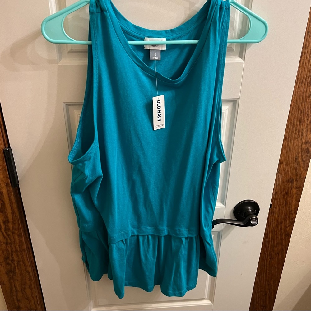 blue peplum tank top